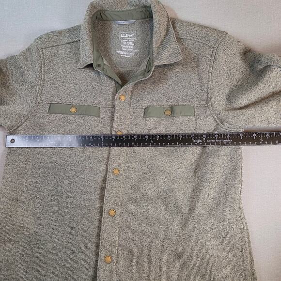 Sherpa Shacket L.L. Bean Men’s M Button Down Shirt Jacket Gray Fleece Lined - Picture 9 of 14